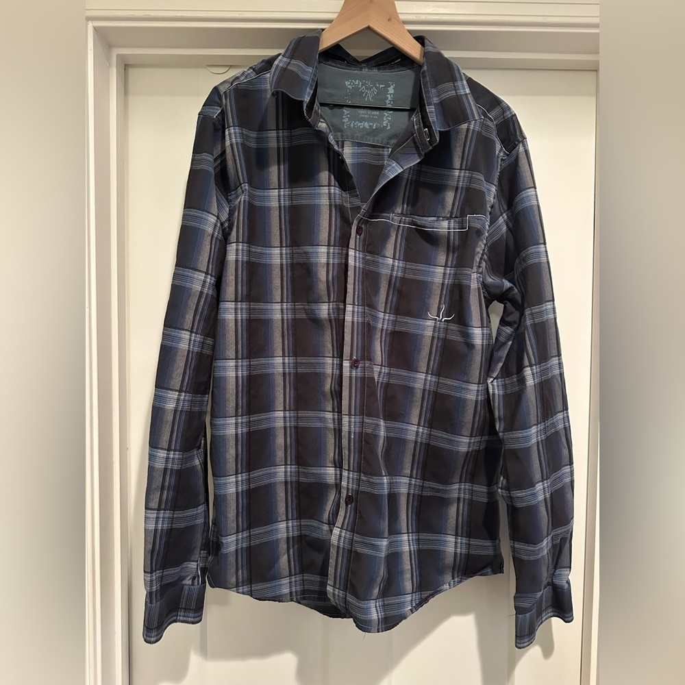 PrAna Plaid Button Down Shirt, XL